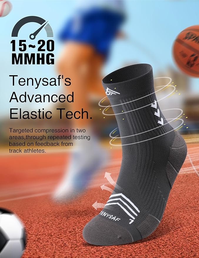 Compression Sport Running Socks: Athletic Crew Socks for Men Women Cycling Hiking Basketball Work,3 Pairs