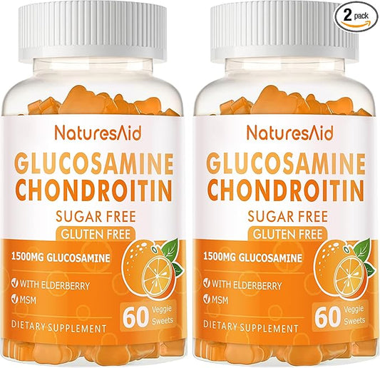 Glucosamine Chondroitin Gummies with MSM & Elderberry Extra Strength - Joint Support, Antioxidant Immune Support Supplement for Adults, Men & Women.(2 Pack)