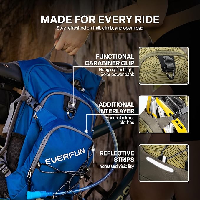 Everfun Hydration Backpack 18L with Water Bladder 2L/3L Hiking Water Backpack Women Men Hydration Pack Insulated Lightweight Day Hydropack with Storage for Hiking, Biking, Running, Festival