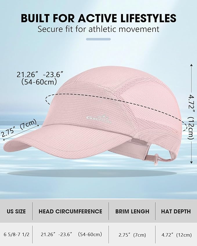 GXCROR Performance Baseball Cap for Men & Women - UPF 50+ Running Hat, Lightweight Quick-Dry Sports Hat for Golf, Hiking, Gym
