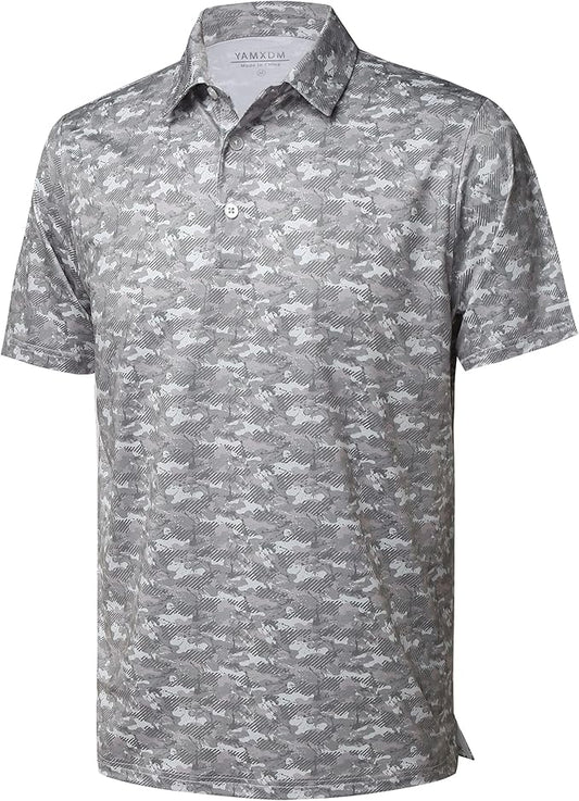 Golf Shirts for Men - Moisture Wicking Short Sleeve Performance Sport Casual Striped Collared Mens Polo Shirt