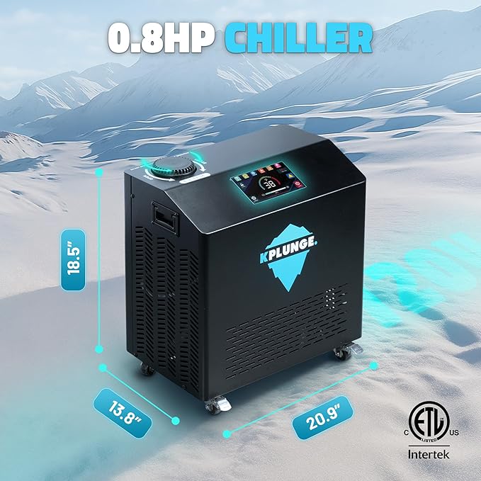 All-In-One Cold Plunge Chiller for Ice Bath | Gale Series 3/4 HP Water Chiller and Heater with WiFi, App and Touch Control, Ozone, Water Filter, Chiller for Indoor/Outdoor Use - Black