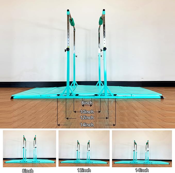 Gymnastics Double Horizontal Bars 3Play Parallel Bars Uneven Bars Gymnastics Training Kip Bar with 304 Stainless Steel Regulating Arms & Fiberglass Rail for Indoor Outdoor Home Club Use