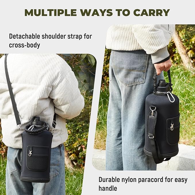 COKTIK 128oz Gallon Water Bottle - Triple Insulated Stainless Steel Flask, 48hr Cold Retention, Leakproof & BPA-Free, Large Water Jug for Gym, Hiking, Camping, Outdoor Sports(Midnight)