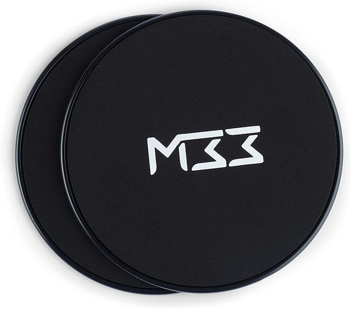 Core Sliders Black - Dual Sided Workout Gliding Discs for Core Exercise and Strengthening - Light and Portable Core Workout Equipment - Applicable for Most Floor Surfaces