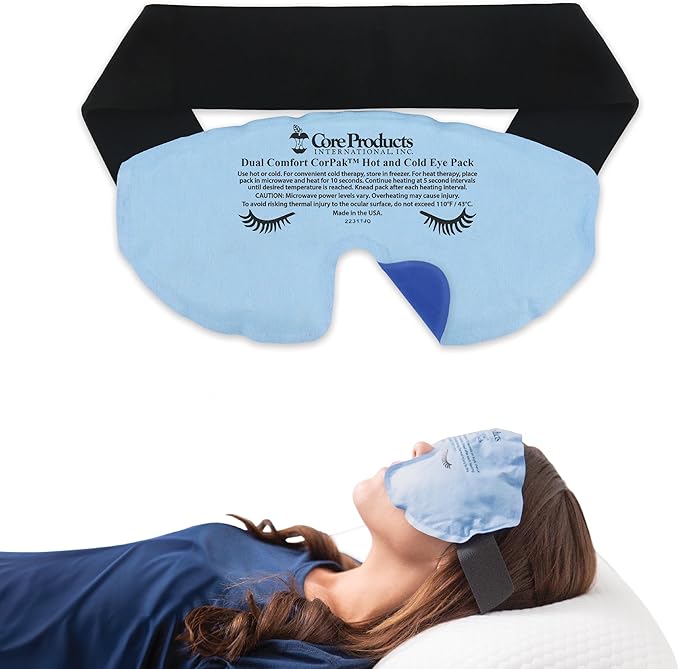 Core Products Dual Comfort Migraine CorPak Hot Cold Therapy, Eye Mask Compress, No Frost, Includes Strap