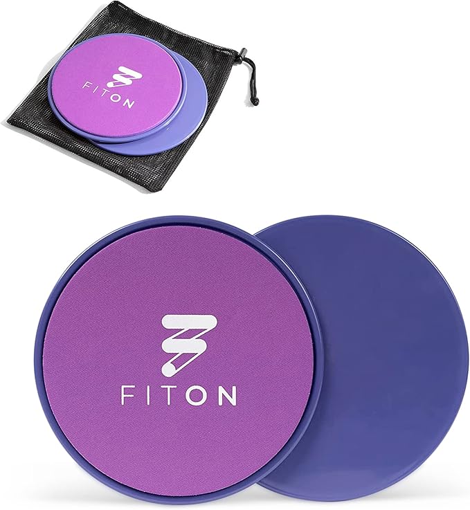 Core Sliders with Mesh Pouch – Dual-Sided Workout Sliders Disc for Foot Strength, Ab Workout, Pilates Equipment, Glutes & Yoga – Home Fitness Workout Equipment for Carpet & Hard Floors – Purple
