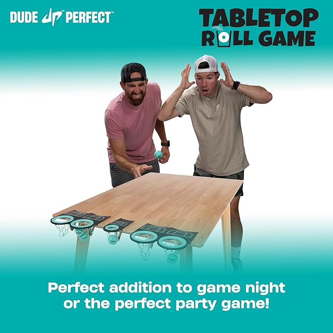 Dude Perfect Sticky Tic Tac Toe & Tabletop Roll Set | Indoor & Outdoor Games, Perfect Fun for Family Game Night & Parties, Birthday for Children, Kids & Adults | Ages 4+ & 6+