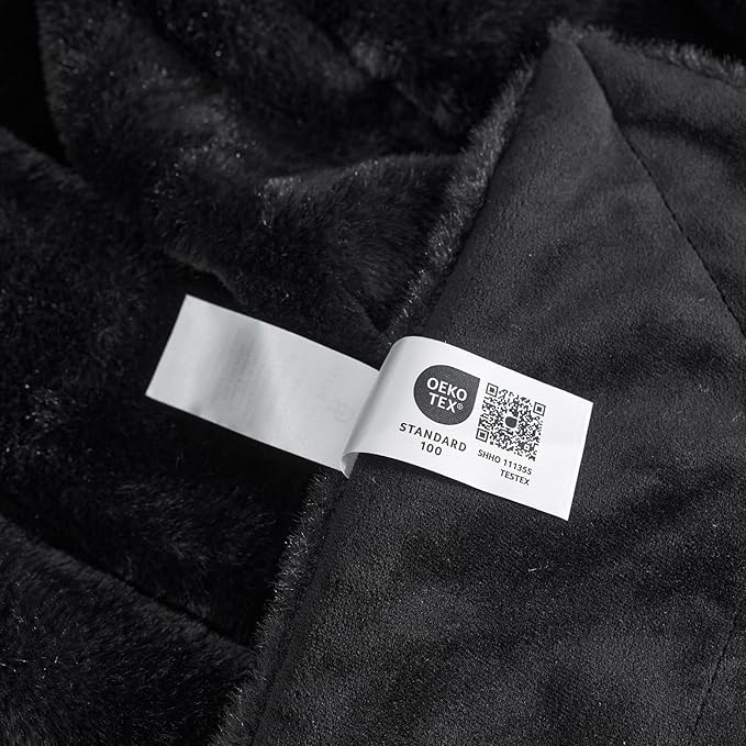 Cozy Bliss Faux Fur Throw Blanket for Couch, Cozy Warm Plush Striped Blanket for Sofa Bedroom Living Room, 90 * 90 Inches Black