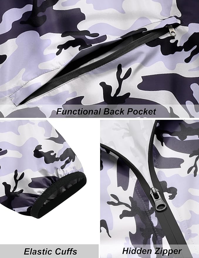 COOFANDY Men's Packable Rain Jacket Lightweight Waterproof Raincoat with Hood Travel Hiking Golf Windbreaker