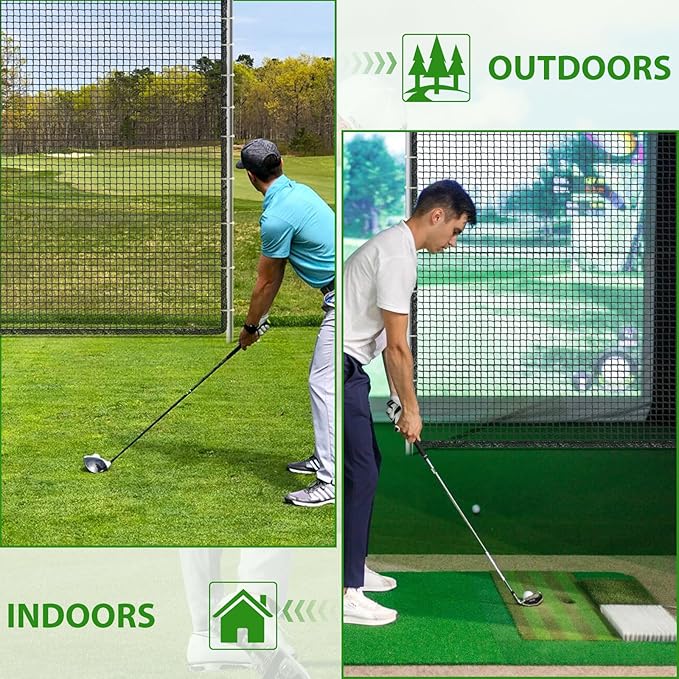 AKOZLIN Heavy Duty Sports Golf Netting Hitting Net 1" Square mesh for Softball,Baseball 10x10ft/10x15ft/10x20ft