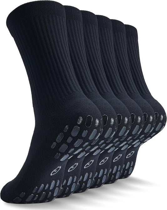 CWVLC Grip Socks Soccer - Cushioned Non-Slip Grippy for Men & Women Athletic - Barre Hospital Sticky Slipper Socks