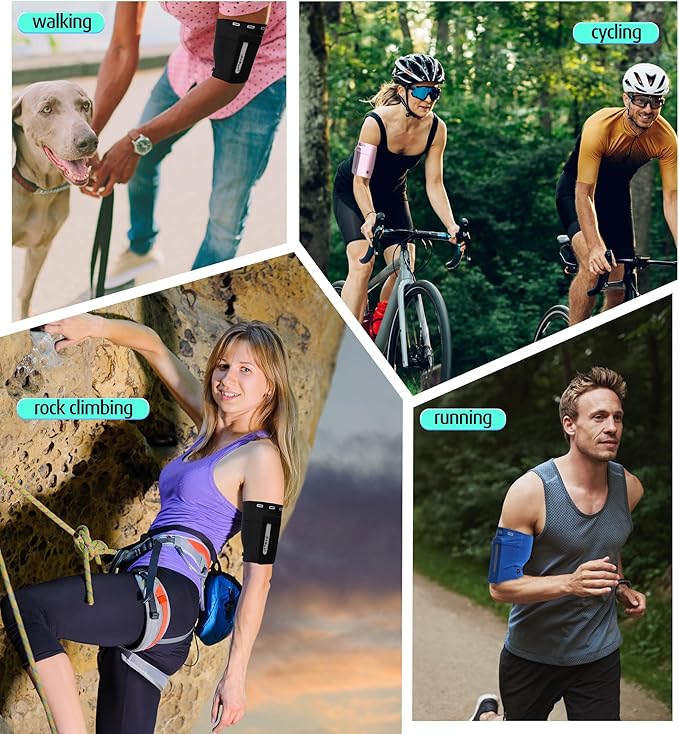 HiRui Running Armband Sleeve Universal Sports Armband Cell Phone Holder Armband for Exercise Workout, Compatible with iPhone 16/15/14/13/Plus/Pro Samsung Galaxy All Phones (S, Black)