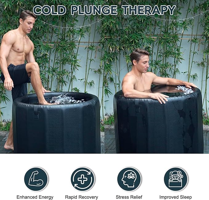 Cold Plunge Tub for Athletes, 100 Gallon Inflatable Ice Bath Tub Water Chiller Compatible, Portable Ice Tubs for Cold Plunge with Insulated Lid for Outdoor & Indoor Recovery