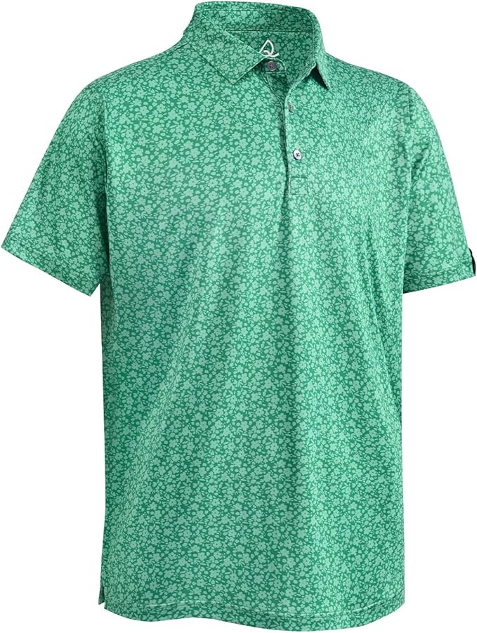 DEOLAX Mens Polo Shirts Fashion Print Mens Golf Shirt Dry Fit Mens Golf Polo Short Sleeve Quick Dry Funny Golf Shirt for Men