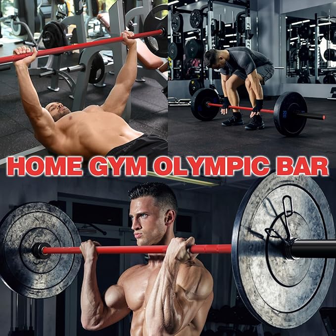 7ft Olympic Barbell for Strength Training and Olympic Weightlifting, 500 700 1000LBS Capacity Available, 2 Inch Bar for Squats, Home Gym Fitness Equipment, Bench Press, Deadlift,Powerlifting