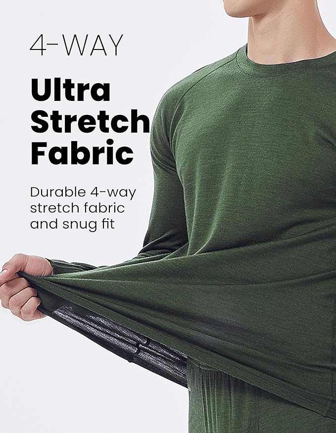 Iguana Mens 100% Merino Wool Base Layer Sets for Ski Lightweight Thermal Underwear