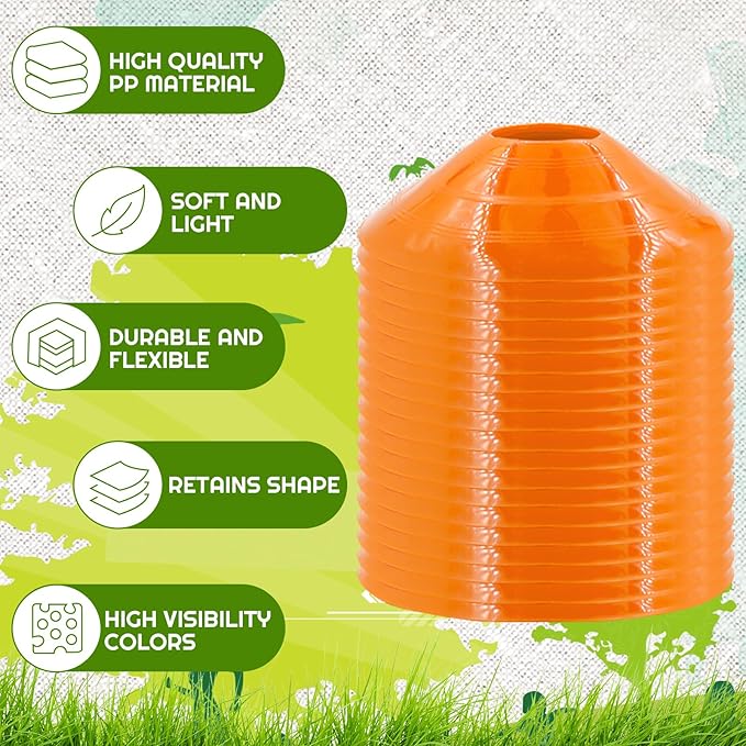 60/30 Pack Soccer Training Cones - Agility Cones with Carry Bag, Sturdy Disc Cones for Sports Training, Soccer, Football, Basketball, Indoor Outdoor Sports, Festive Events, Field Cone Markers