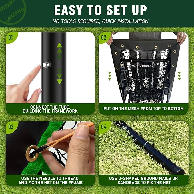 9 Hole Pitching Net, Heavy-Duty Baseball Net with Strike Zone for Pitching and Hitting, Height Adjustable Training Equipment with 9 Pocket Pitching Target for Baseball & Softball Practice