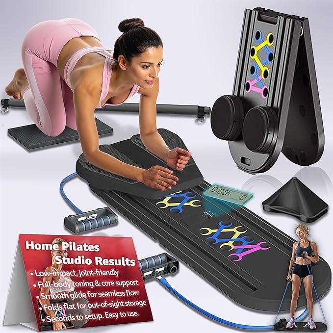 BAM Athletica Serenity Foldable Pilates Reformer Board | Compact Home Pilates Machine for Gentle Core, Balance & Mobility | Low-Impact Pilates Board with Light Resistance for Pilate Beginners