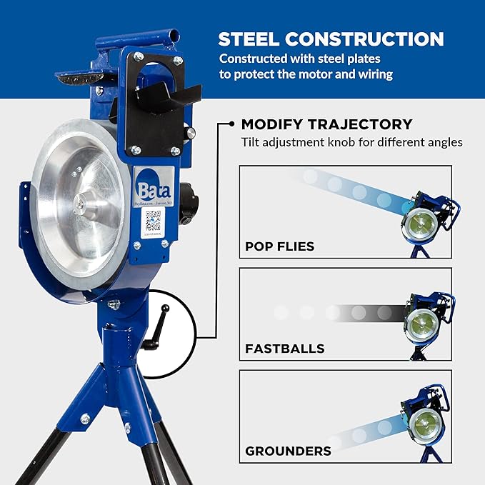 BATA Baseball Wheel Pitching Machine, Youth and Adult Automatic Pitch Machine for Baseballs, Practice Training Equipment