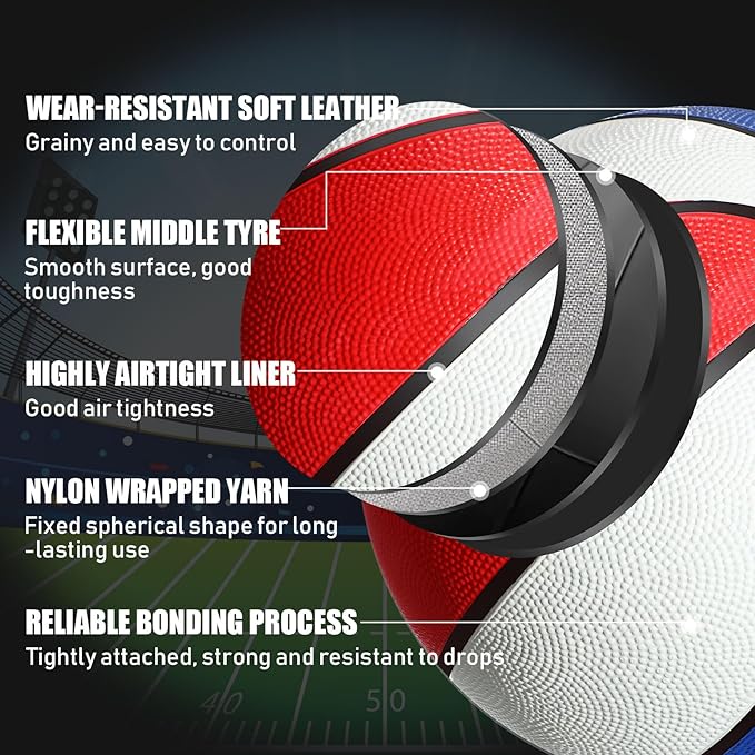 8 Pcs Sports Balls Set Include Basketball Football Soccer Volleyball with 2 Sport Equipment Bags 2 Pumps for Teens Youth Adult Outdoor Operation Christmas Ball Gifts