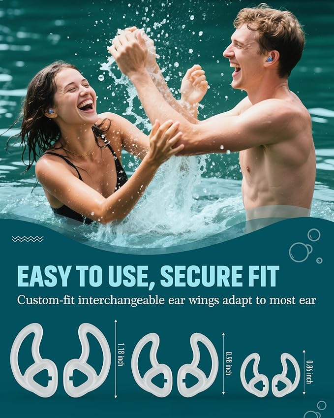 Hearprotek [2 Pairs] Swimmer Ear Plugs,Custom-fit Water Protection Adult Swimming earplugs for Swimmers Pool Shower Bathing and Other Water Sports