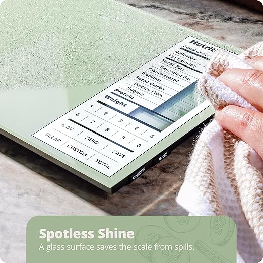 Greater Goods Nutrition Scale with Food Grade Glass, Perfect for Calorie Counting, Meal Prep, and Weight Loss (Sage Green)