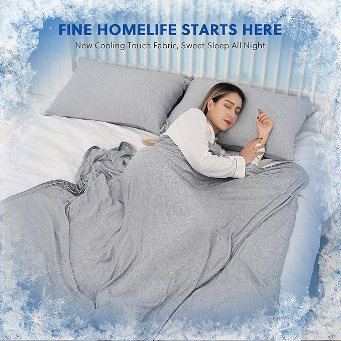 HOMFINE Cooling Blankets for Hot Sleepers - Summer Blanket Thin Lightweight Breathable Soft Double Side Enhanced Cooling for Bed Couch Sofa, Keep Cool for Night Sweats (Grey, 50 x 70 inches)