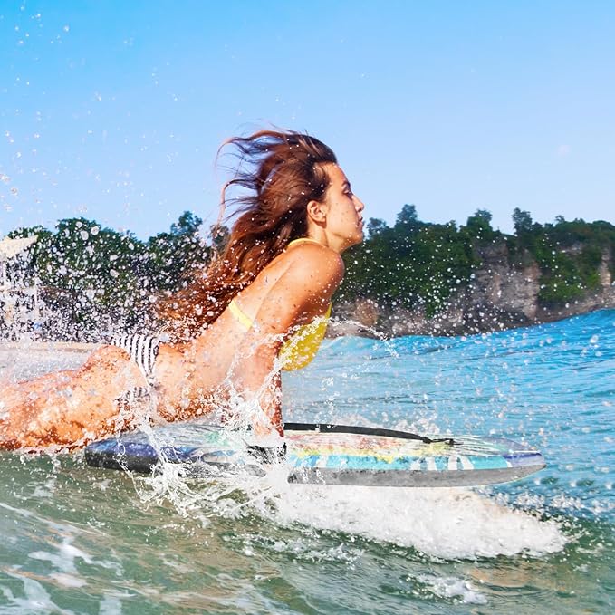 Goplus 41''/37''/33'' Lightweight Body Board for Beach, Surf Board with EPS Core, XPE Deck, HDPE Slick Bottom, Wrist Leash, Bodyboard for Kids Adults Surfing