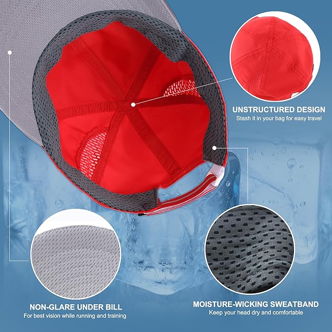 Connectyle Mens Womens Quick Dry Performance Running Cap Lightweight Reflective Sports Hat UPF 50+ Outdoor Athletic Sun Cap