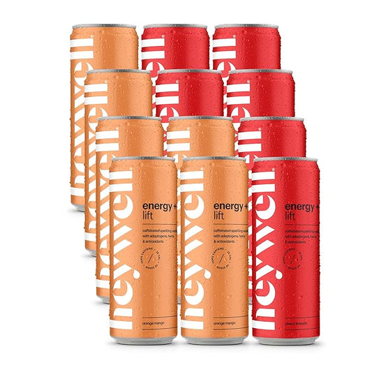 Heywell Sparkling Adaptogenic, Lift Variety Pack, 12 Fluid Ounce (Pack of 12) - Organic, Non GMO, Vegan, Gluten Free, Dairy Free