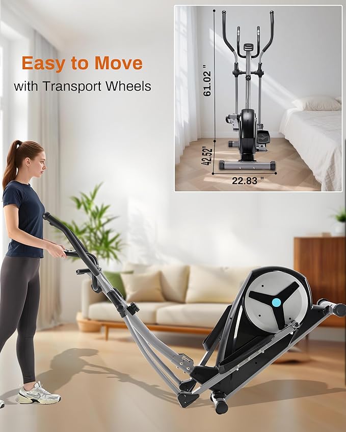 ECHANFIT Elliptical Exercise Machine, Hyper-Quiet Magnetic Elliptical Machine for Home, Elliptical Training Machines with 16 Resistance Levels, App Bluetooth, Backlit LCD Monitor, Pulse Sensor