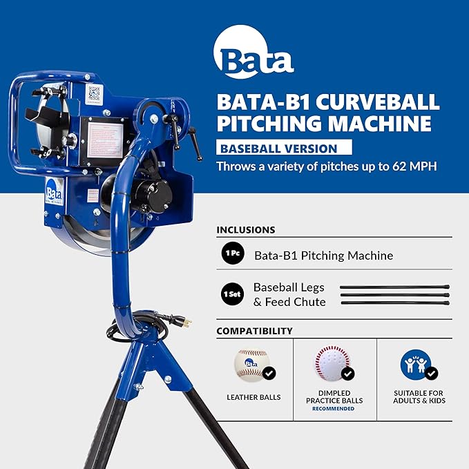 BATA Baseball Wheel Pitching Machine, Youth and Adult Automatic Pitch Machine for Baseballs, Practice Training Equipment