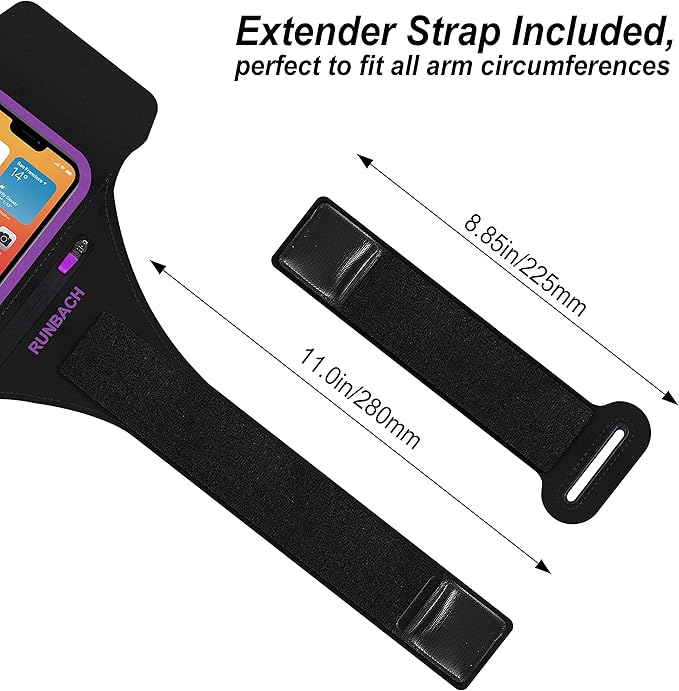 Armband for iPhone 16 Pro Max/16 Plus/15 Pro Max/15 Plus/iPhone 14 Pro Max/14 Plus/13,12,11 Pro Max/XS Max,Water Resistant Sport Armband with Zipper Slot for Airpods and Keys (Purple)