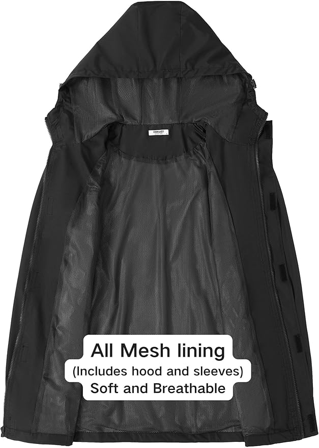 COOFANDY Men's Rain Jacket Waterproof With Hood Lightweight Packable Shell Raincoat Windbreaker For Cycling Golf Travel