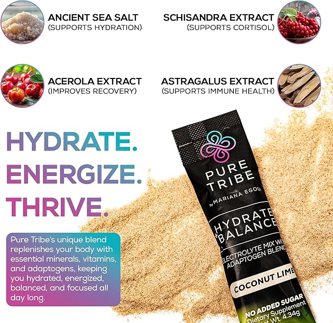 Electrolytes Powder Packets - Sugar Free Hydration Powder Drink Mix Loaded with 6 B Vitamins & Minerals - Energy Drink for Muscle and Mood Support - Coconut Lime Flavor Adrenal Cocktail - 30 Servings