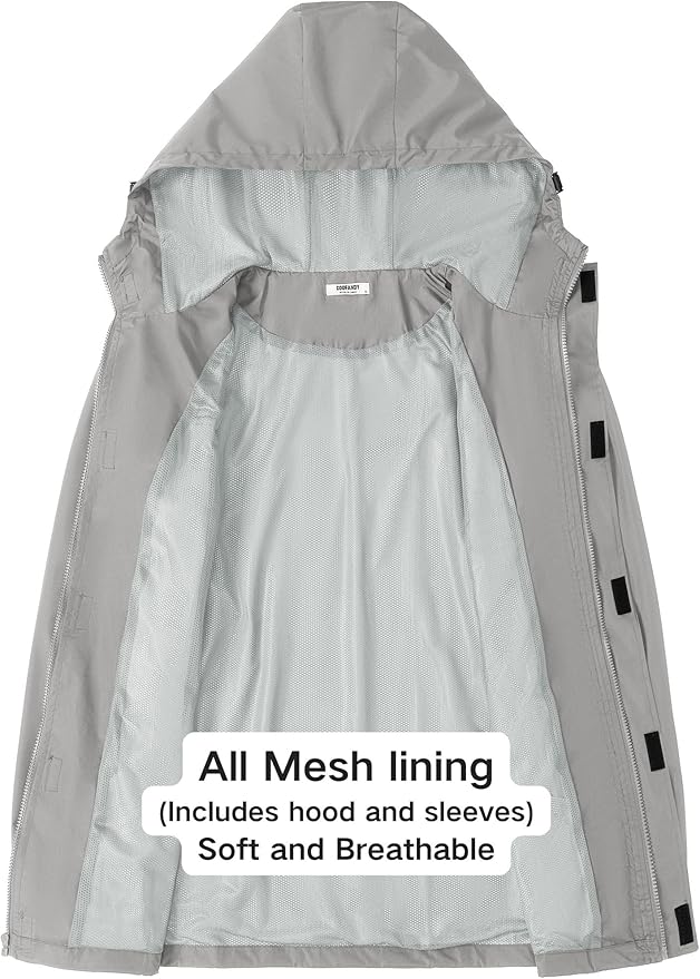 COOFANDY Men's Rain Jacket Waterproof With Hood Lightweight Packable Shell Raincoat Windbreaker For Cycling Golf Travel