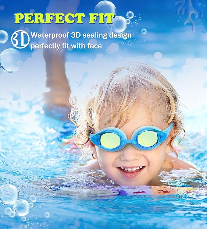 Aegend 2 Pack Kids Goggles, Swimming Goggles for Kids Age 4-16 Boys and Girls Youth, Anti-Fog Waterproof Anti-UV Pool Goggles