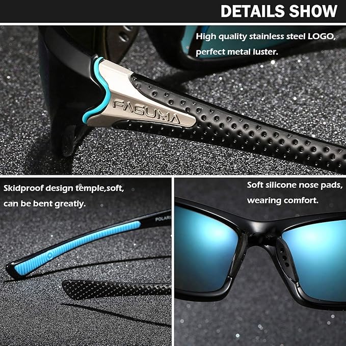 FAGUMA Sports Polarized Sunglasses For Men Cycling Driving Fishing UV400 Protection