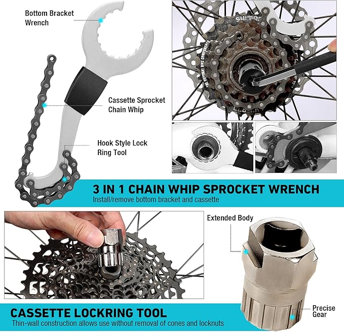 DURATECH 31 Pieces Bicycle Tool Kit, Complete Bike Repair Kit with Storage Box, Mountain Bike Repair Tools, for Mountain, Road, and Park Bicycle with Chain Riveter, Tire Levers, Crank Puller