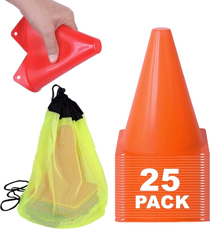 Cones for Sports Training, 7 Inches Tall & Visible, Durable and Easy to Handle Sports Cones, Ideal for All Kinds of Training Cones Activities and Field Practice Sport