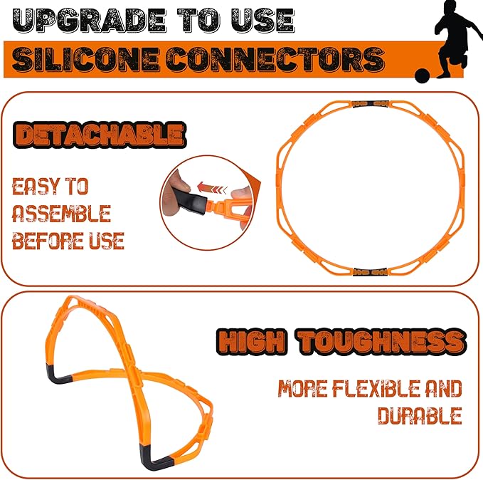 Hikeen Octagonal Agility Rings, Speed Rings, Youth Agility Footwork Training and Speed Hurdles Ladder, Fitness Equipment Sport Workout for Soccer, Home Gym, 6 Firm Rings Set