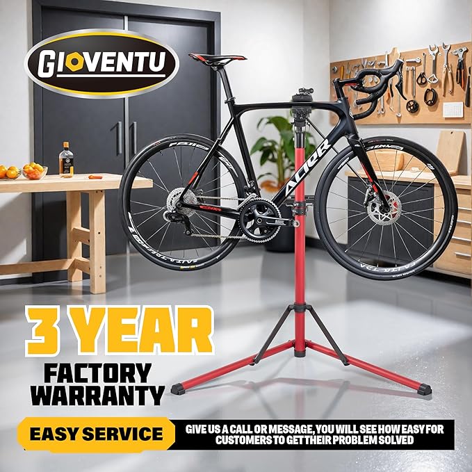 Gioventù 110 LBS E Bike Repair Stand, Heavy Duty Bicycle Maintenance Stand with High-Strength Steel, Bike Mechanic Workstand for E-bikes, Mountain Bikes and Road Bikes - Red