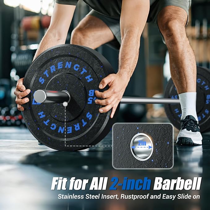 GIKPAL 2-Inch Bumper Plates High Bounce - Rubber Olympic Weight Plates Set for Home Gym, Barbell Plates for Weight Lifting Strength Training,