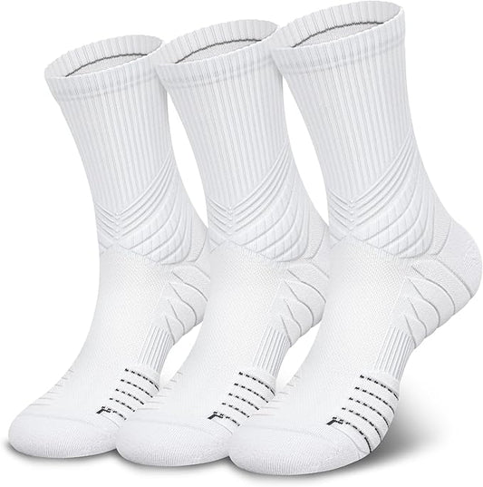 Hylaea Compression Running Socks for men, Coolmax Anti-Blister Cushion Crew Socks for Athletic, Moisture Wicking & Seamless