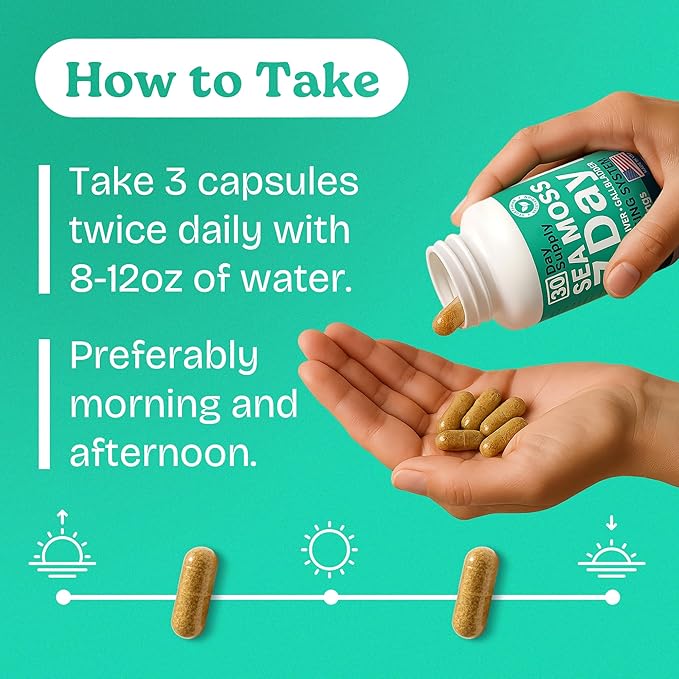Atlantic Naturals Sea Moss Capsules – 7 Day Herbal Blend for Liver & Gallbladder Wellness – with Dandelion Root, Milk Thistle, Burdock Root, Red Clover & Chanca Piedra – 180 Count Sea Moss Capsules