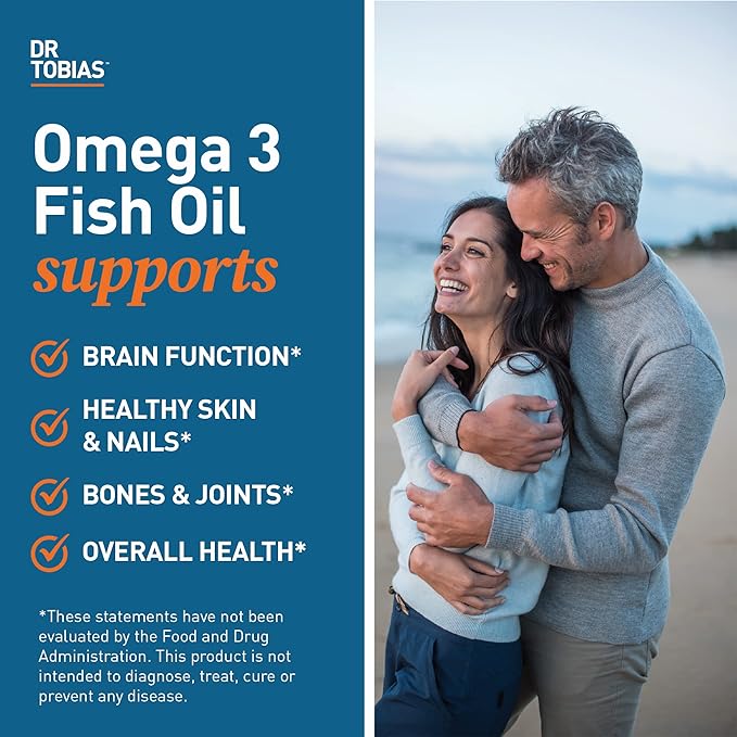 Dr. Tobias Omega 3 Fish Oil, 2000mg Triple Strength with 800mg EPA 600mg DHA Per Serving, Fish Oil Omega 3 Supplements for Heart, Brain & Immune Support, 180 Softgels, 90 Servings