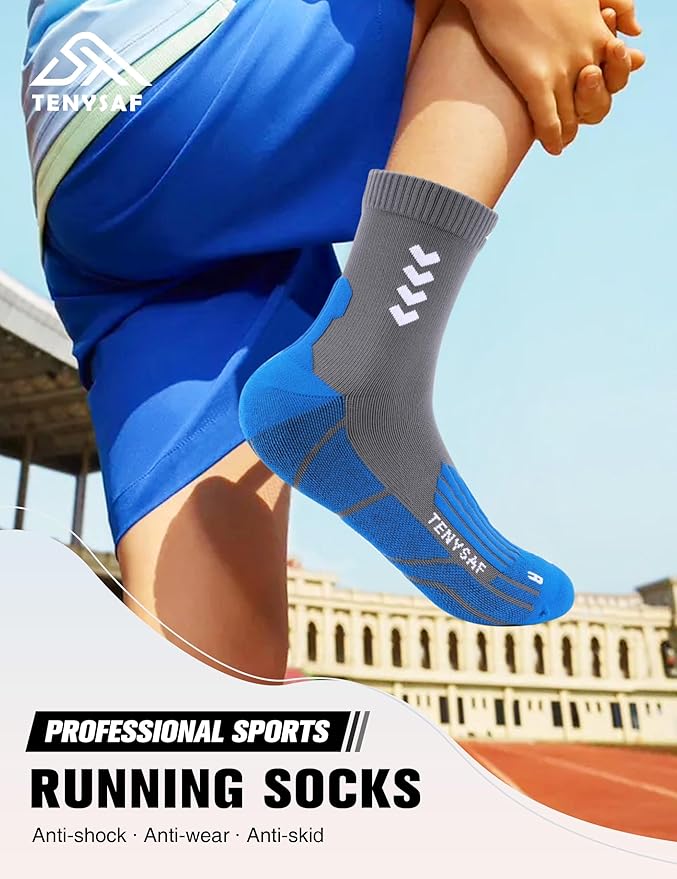 Compression Crew Running Socks: Athletic Socks for Men Women with Cushion,3 Pairs Work Hiking Basketball Sport Socks
