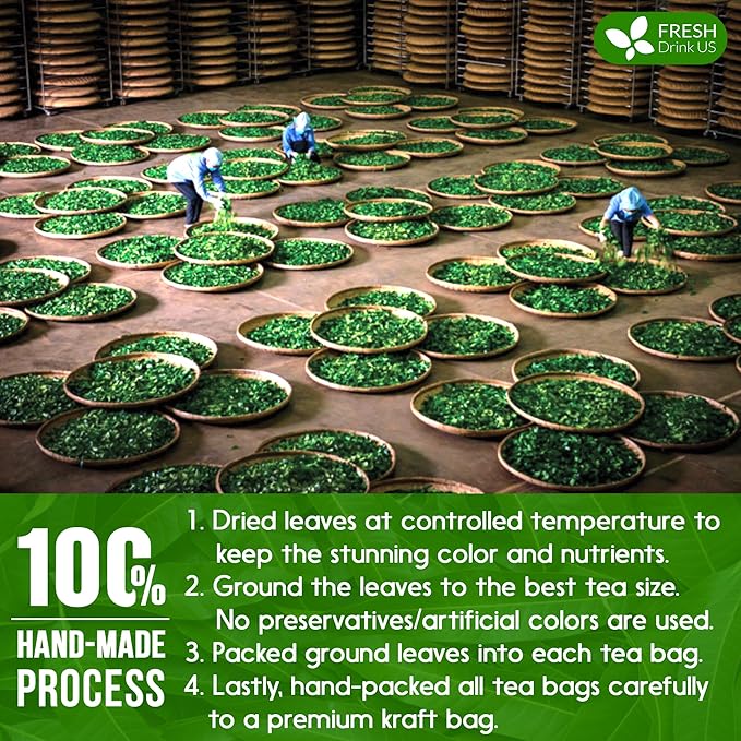 FreshDrinkUS, Premium 100 Mango Leaf Tea Bags, 100% Natural& Pure from Mango Leaves. Loose Leaf Mango Herbal Tea. Mango Leaf Tea. No Sugar, No Caffeine, No Gluten, Vegan.